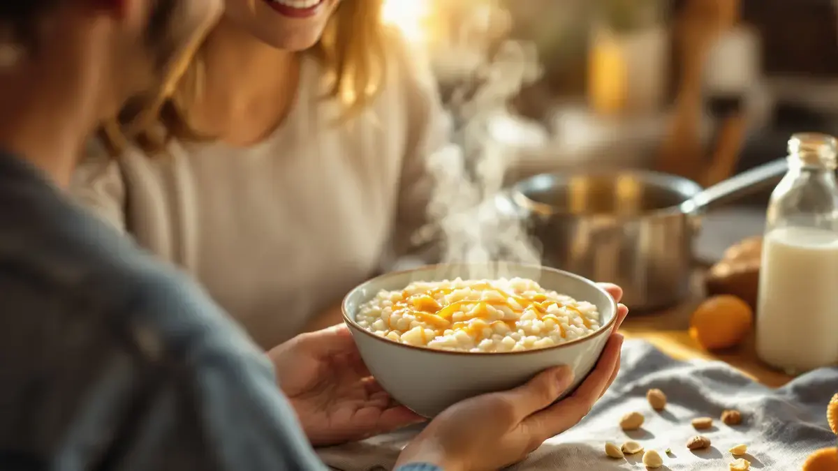 Laat u verleiden door dit huisgemaakte recept voor vanille- en karamelrijstpudding, een gegarandeerde terugkeer naar de kindertijd