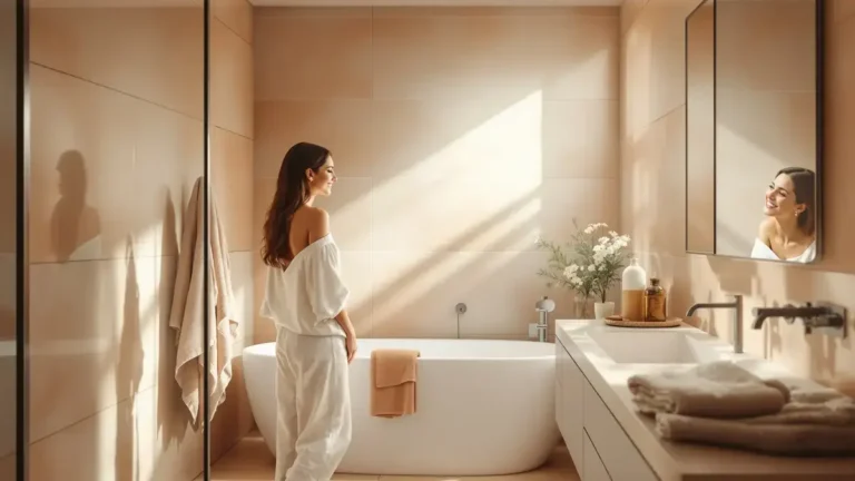 Door deze trendy kleur in 2026 los te laten kun je een badkamer die door velen als te kil en zwaar wordt ervaren helemaal transformeren