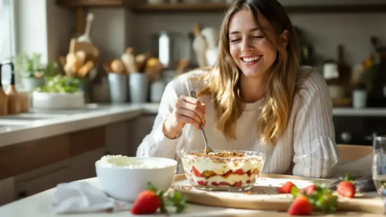 Door de mascarpone te vervangen bevat deze zelfgemaakte tiramisu bijna twee keer minder calorieën