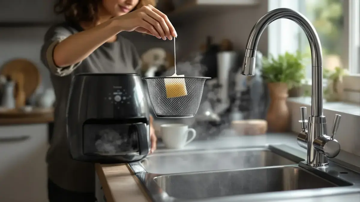 Deze weinig bekende truc met een theezakje kan het schoonmaken van je airfryer drastisch veranderen zoals maar weinigen weten